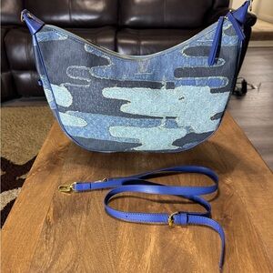 Blue Camouflage Denim Shoulder Bag. No Brand.
